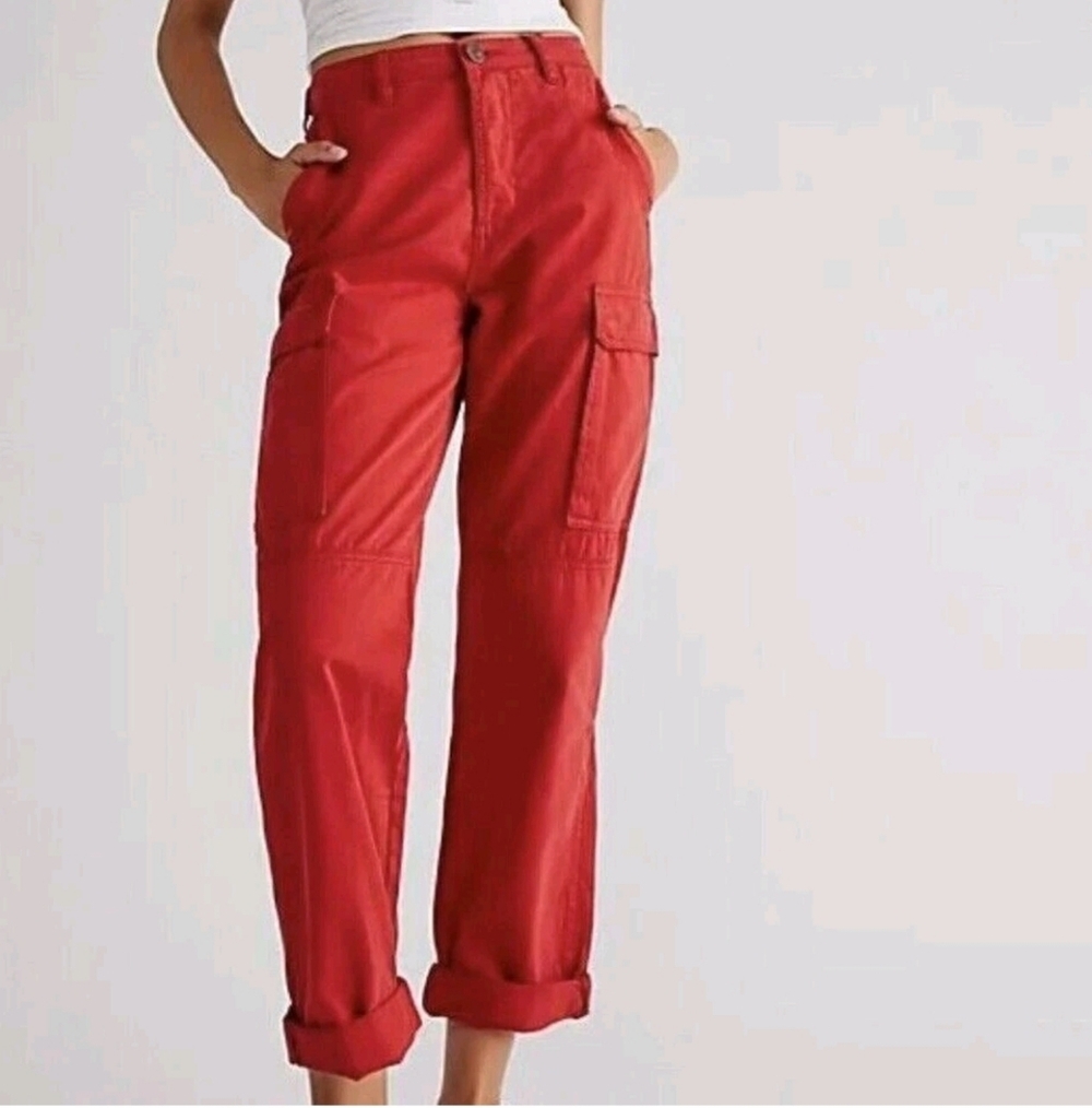One Teaspoon Cargo Motion Red Khaki Pants Sz 27X30